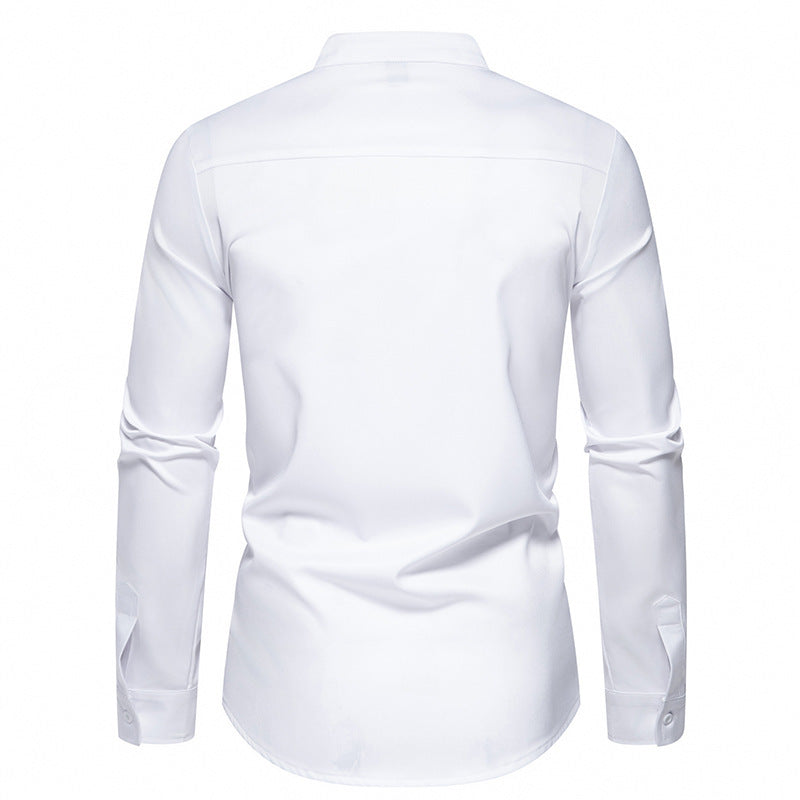 Herren modisches Designerhemd mit asymmetrischem Schnitt und innovativem Knopfdesign Drune