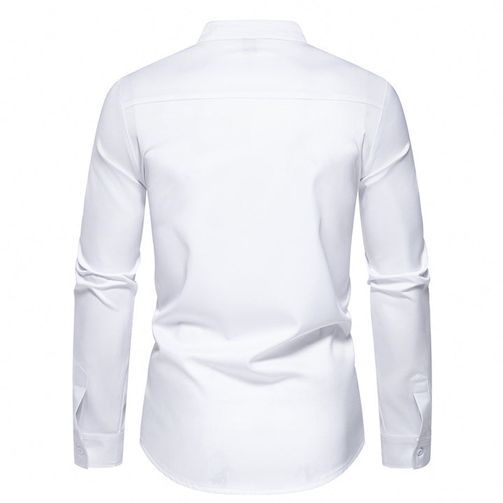 Herren modisches Designerhemd mit asymmetrischem Schnitt und innovativem Knopfdesign Drune