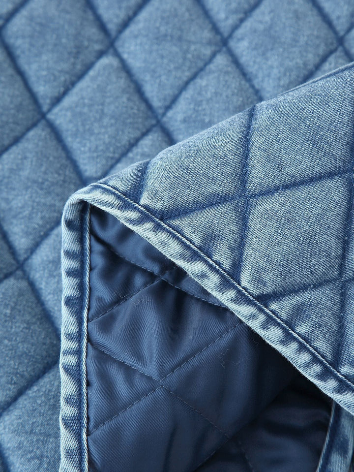 Damen gesteppte Jeansjacke mit Rüschendetails und Bindeverschluss Drune