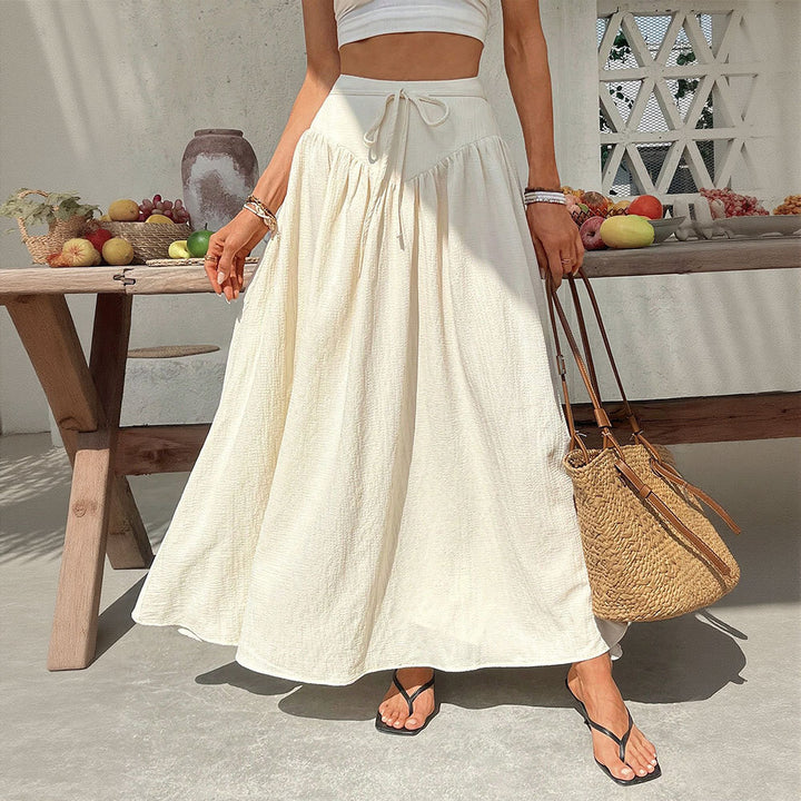 Damen Maxi-Rock mit elegantem, fließendem Schnitt und verstellbarem Taillenzug Drune