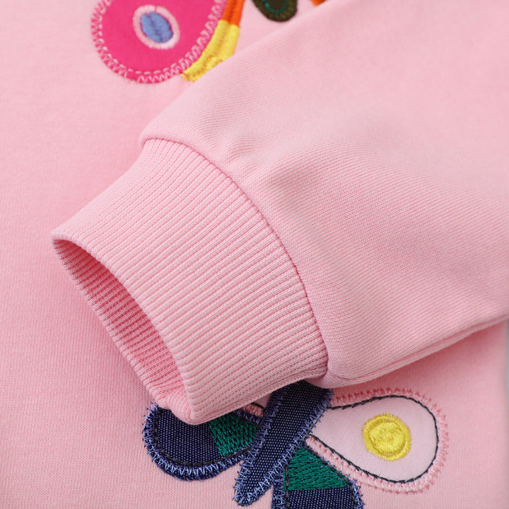 Mädchen Sweatshirt mit bunten Schmetterlings-Stickereien Drune