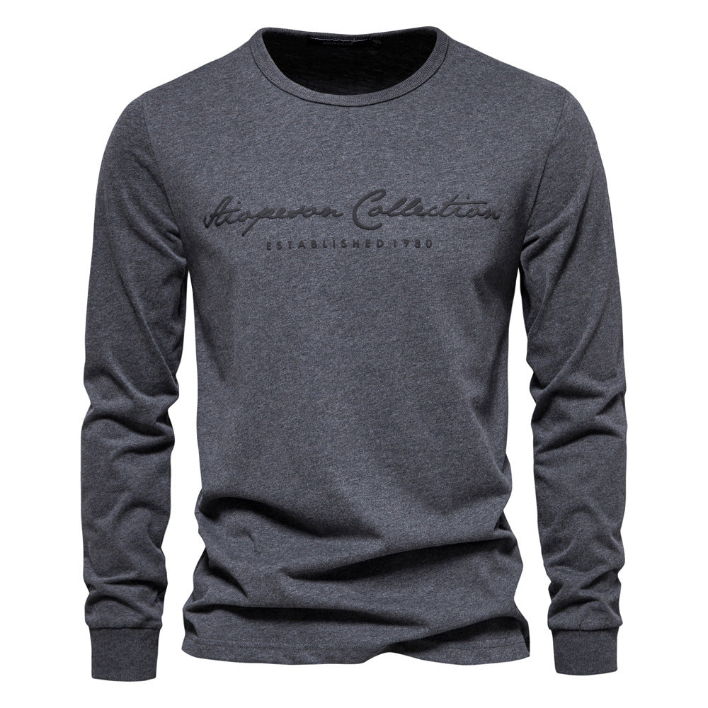 Herren nan minimalistisches Rundhals-Sweatshirt aus Baumwollmischung mit gerippten Bündchen Drune