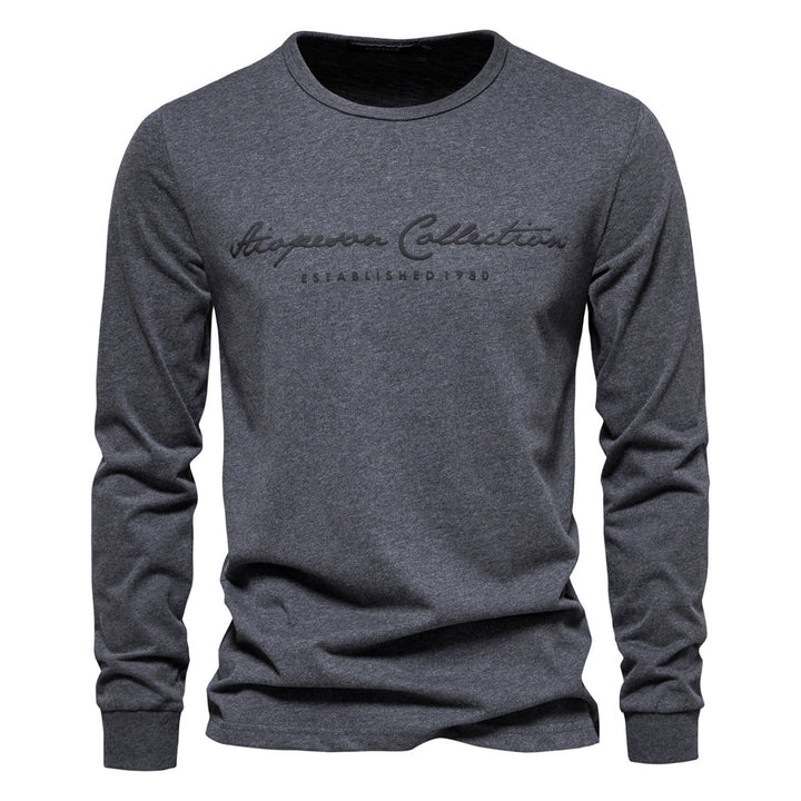 Herren nan minimalistisches Rundhals-Sweatshirt aus Baumwollmischung mit gerippten Bündchen Drune