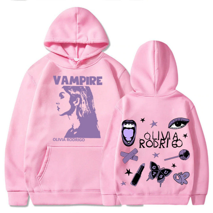 Damen Kapuzenpullover mit künstlerischem Vampir-Print und oversized Schnitt Drune