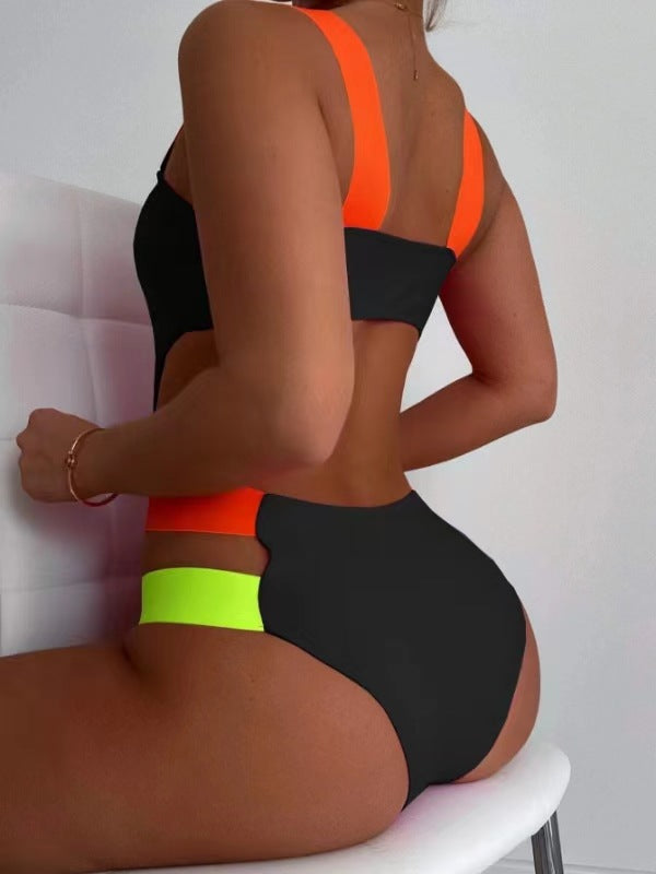 Damen Sportlicher Cut-Out Einteiler Badeanzug Drune