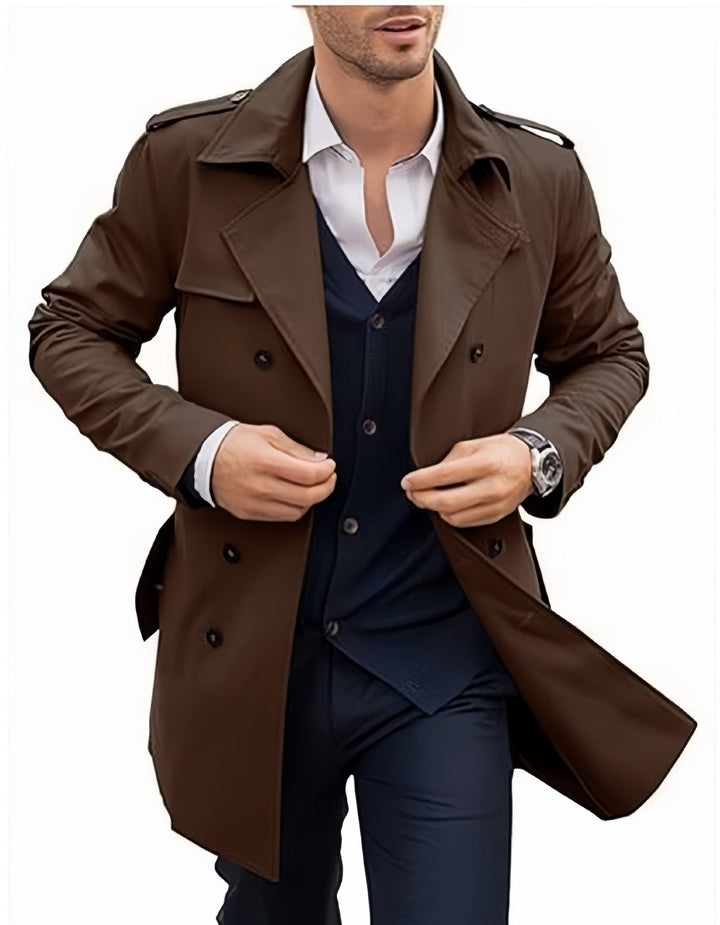 Herren leichter Trenchcoat mit modernem Design und stylischem Stehkragen Drune