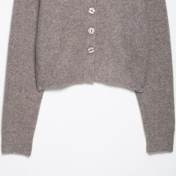 Damen Kurzstrickjacke mit Knopfdetails Drune