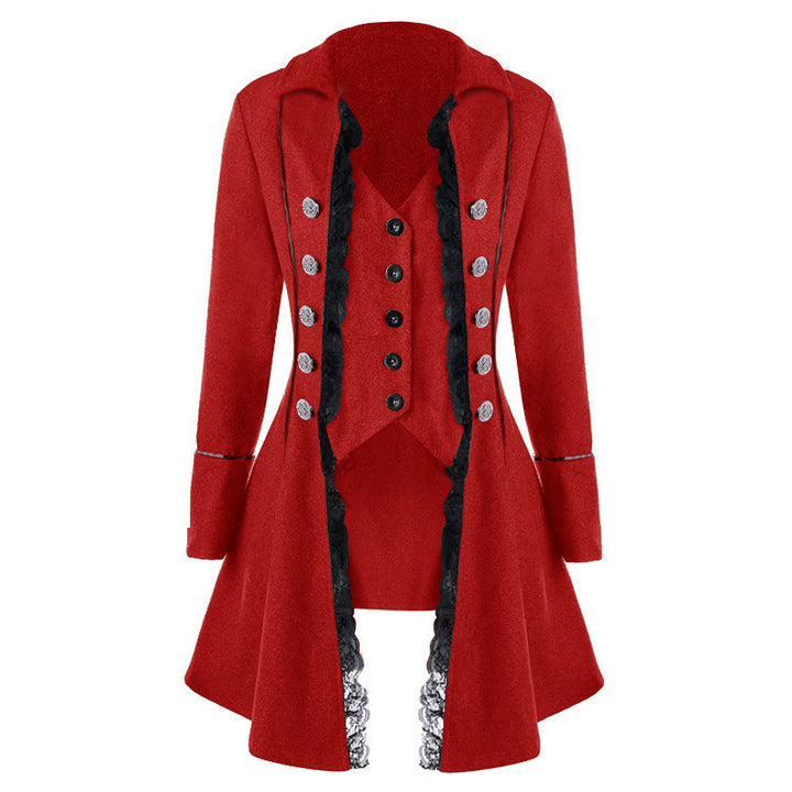 Damen eleganter Trachtenmantel mit filigranen Spitzeinsätzen und edlen Knopfdetails Drune