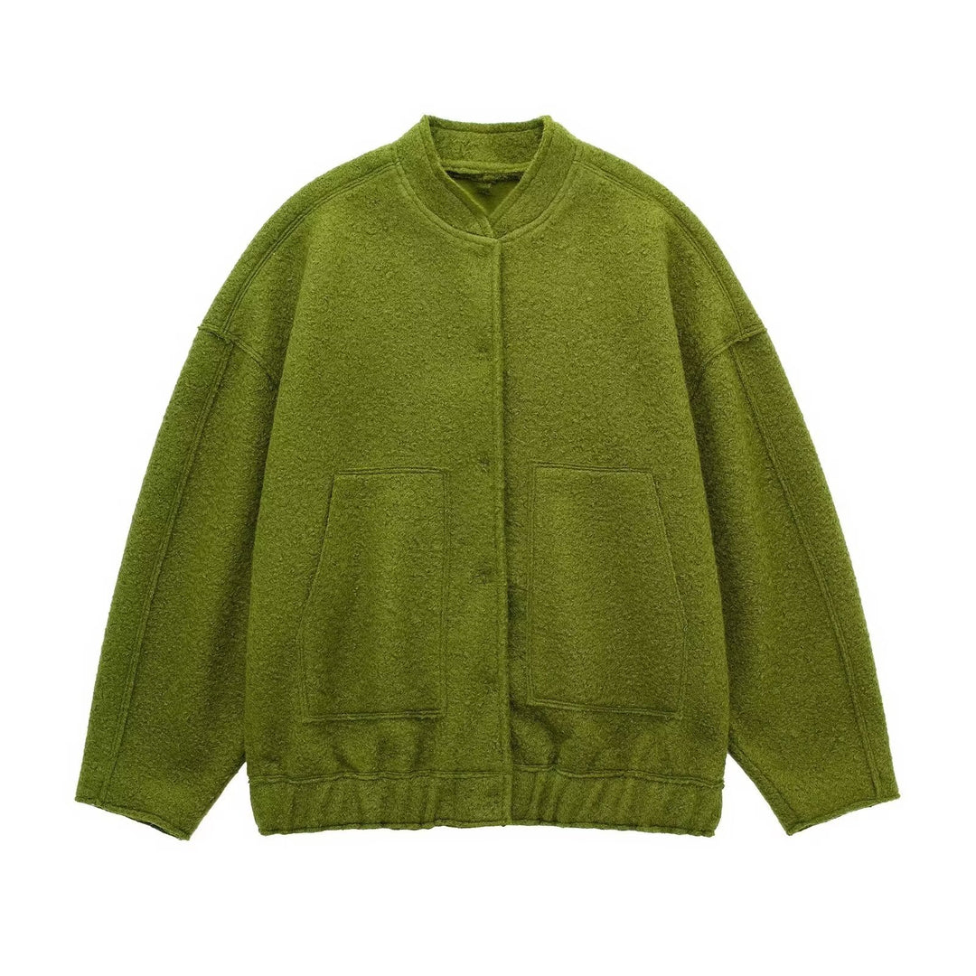 Damen Kuschelige Oversized-Jacke aus flauschigem Material mit praktischen Taschen Drune
