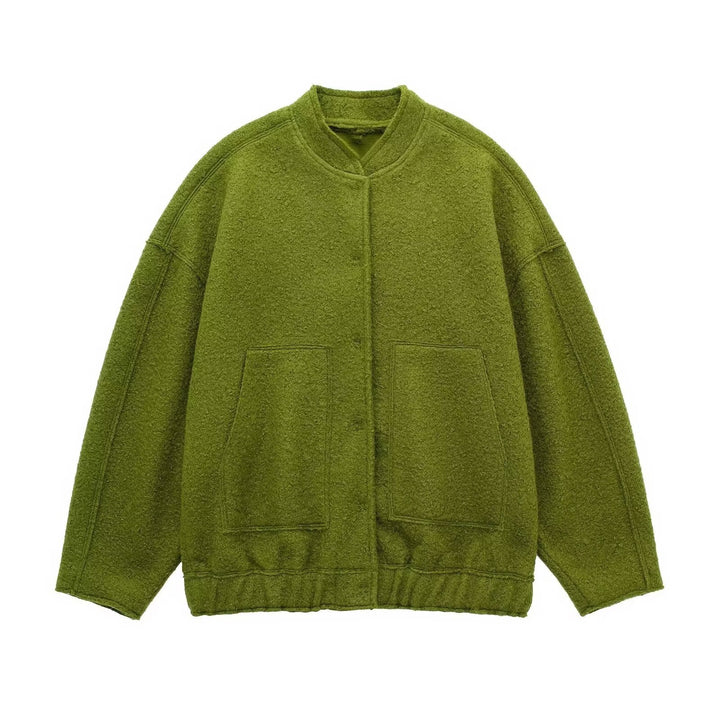 Damen Kuschelige Oversized-Jacke aus flauschigem Material mit praktischen Taschen Drune
