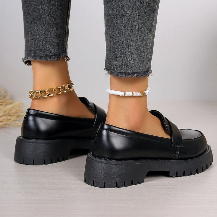 Damen nan klassische Loafer mit massiver Plateausohle und gepolstertem Komfortfußbett Drune