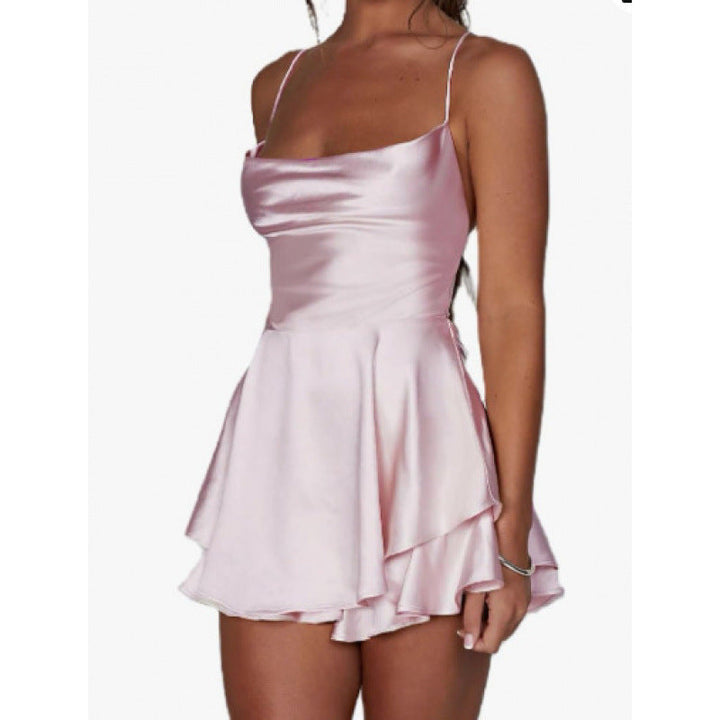 Damen-Minikleid mit sexy Schnitt, fließendem Rock, Drune