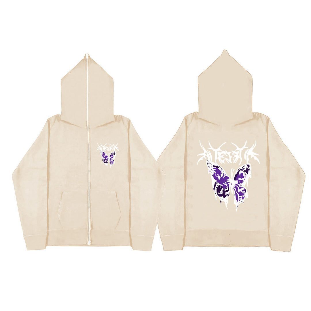 Damen Kapuzenjacke mit einzigartigem Butterfly-Design und Reißverschluss Drune