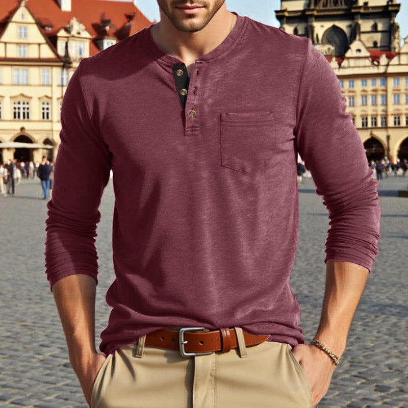 Herren Langarmshirt mit modischem Knopfdetail Drune