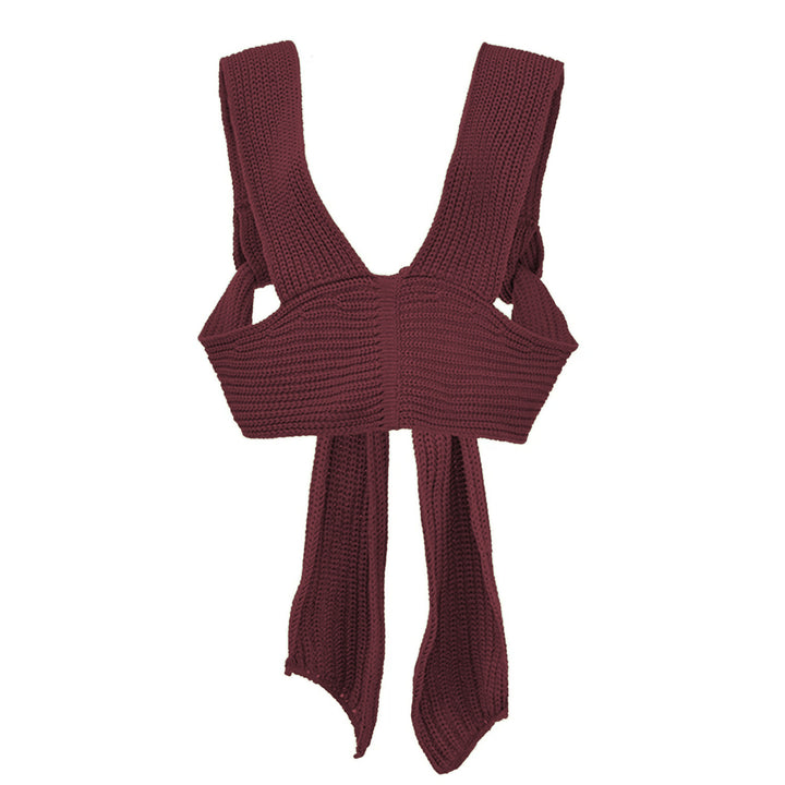 Damen gestricktes Crop-Top mit raffinierten Rückendetails Drune