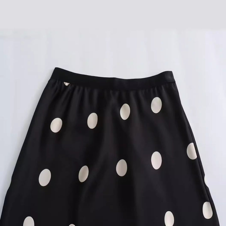 Damen Maxi-Rock mit elegantem Punktmuster und elastischem Bund Drune
