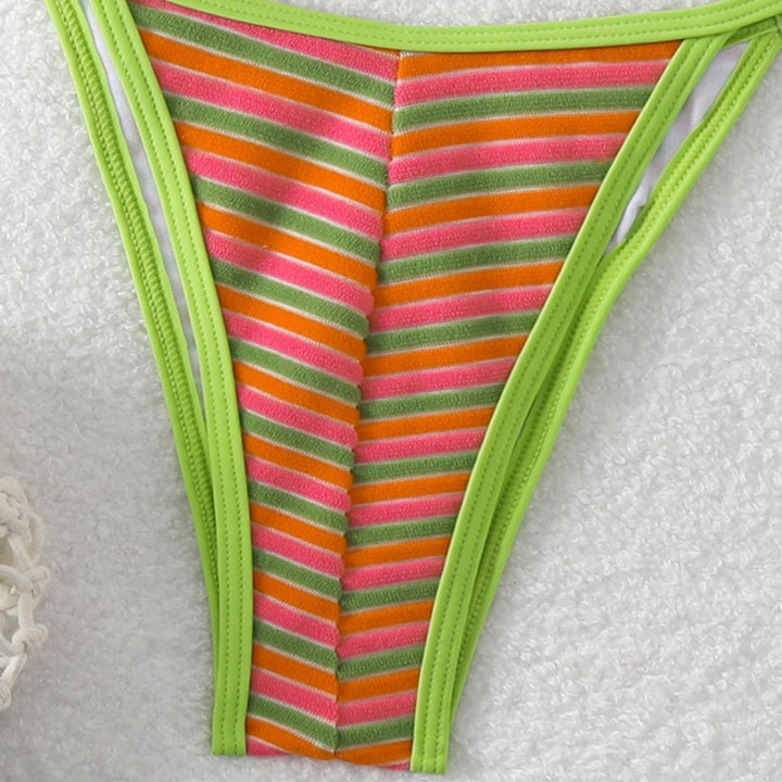 Damen Triangel-Bikini mit leuchtend bunten Streifen Drune