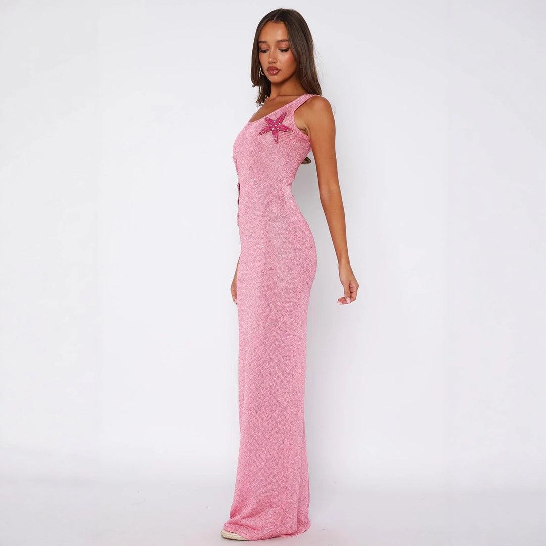 Damen Funkelndes Maxikleid mit Muschel-Applikationen Drune
