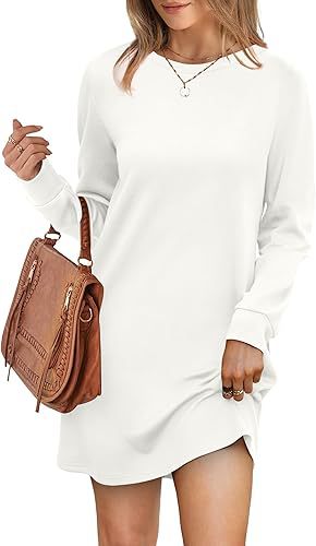 Damen lässiges Sweatkleid mit langem Arm und Rundhalsausschnitt Drune