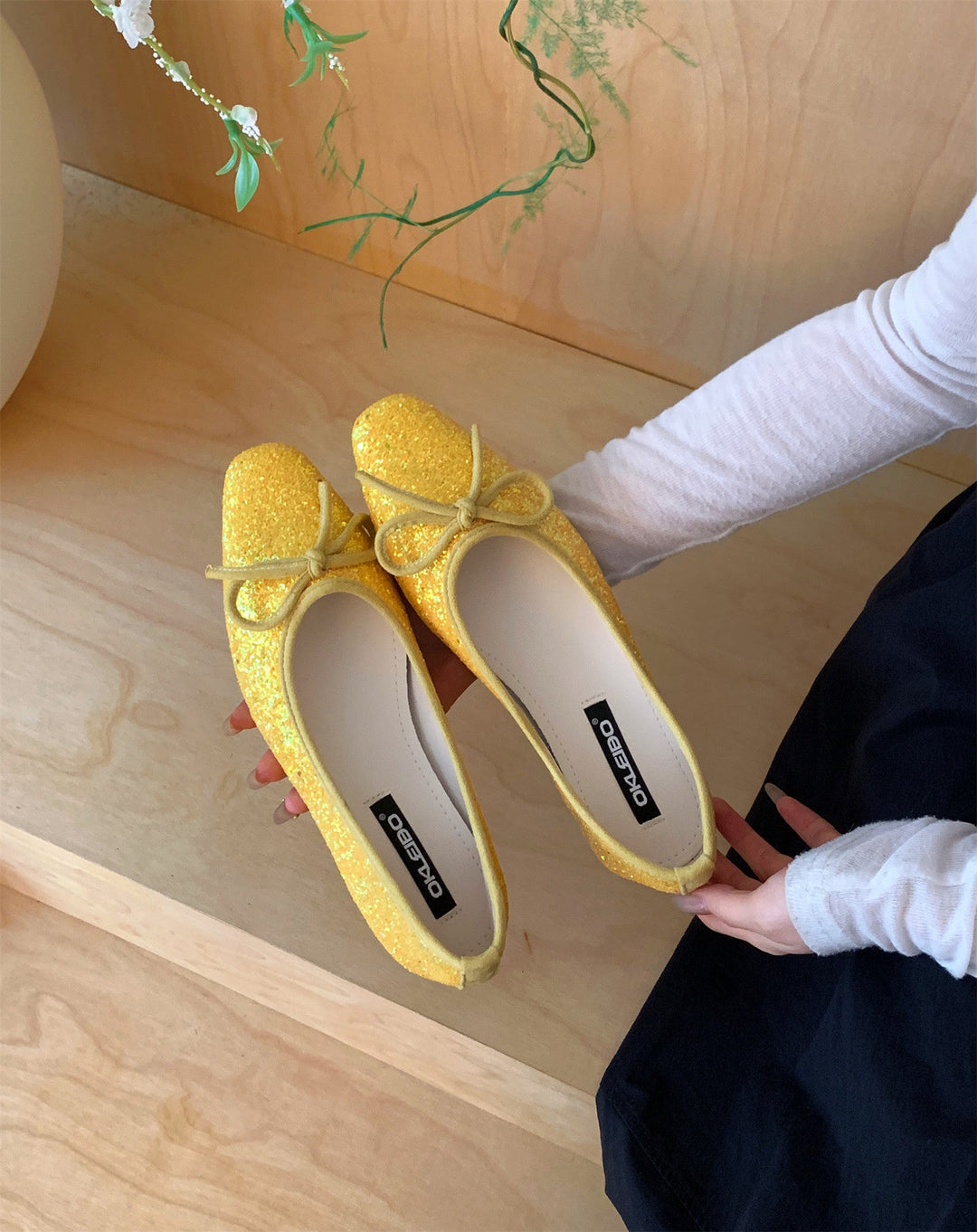 Damen Glitzernde Ballerinas mit eleganter Schleife und komfortabler Innensohle Drune