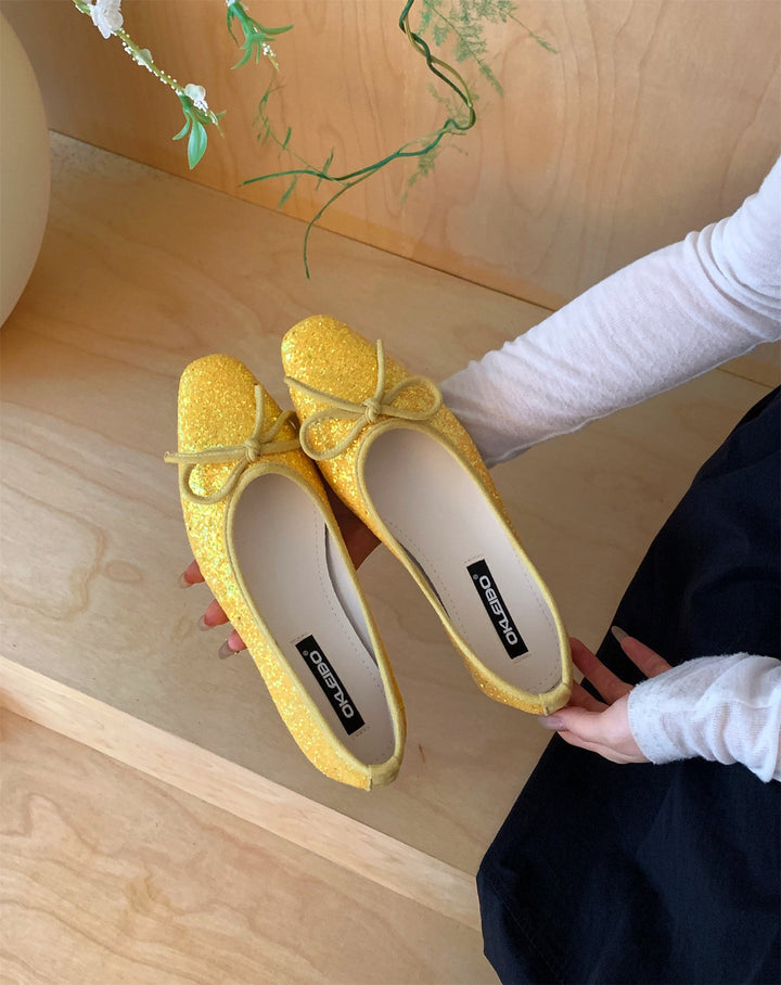 Damen Glitzernde Ballerinas mit eleganter Schleife und komfortabler Innensohle Drune