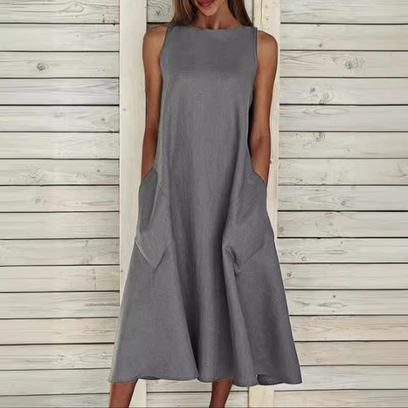 Damen luftiges Maxikleid mit praktischen Seitentaschen Drune