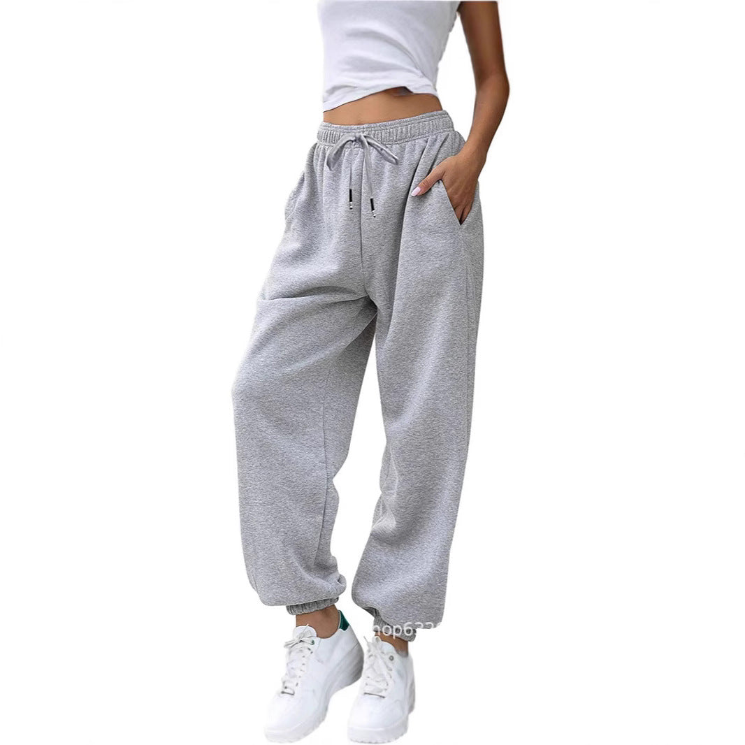 Damen nan lässige Jogginghose mit hohem Bund elastischen Knöchelabschlüssen und weichem Fleecefutter Drune