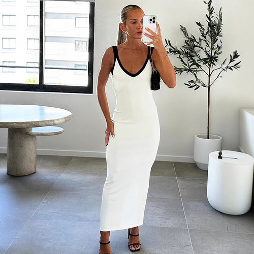 Damen figurbetontes Kleid mit tiefem V-Ausschnitt Drune