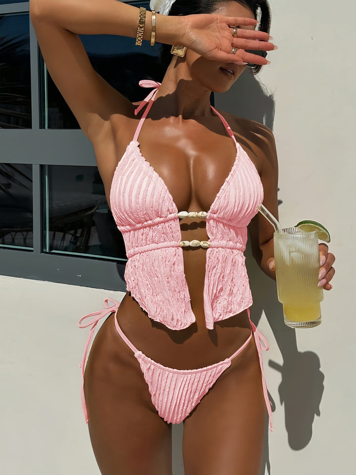 Damen Elegant gefalteter Bikini mit Eyecatcher-Details Drune