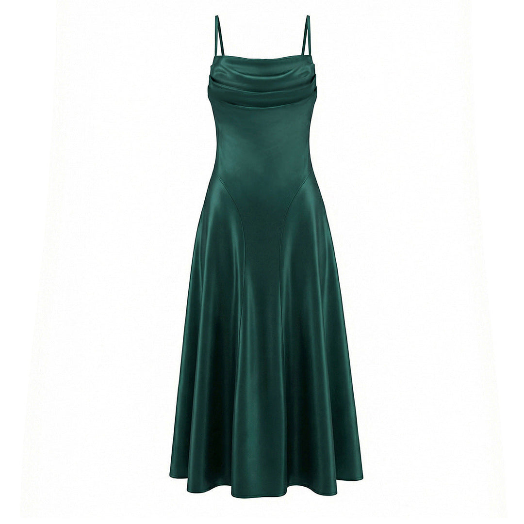 Damen Maxikleid mit eleganter Drapierung und feinem Satin-Finish Drune