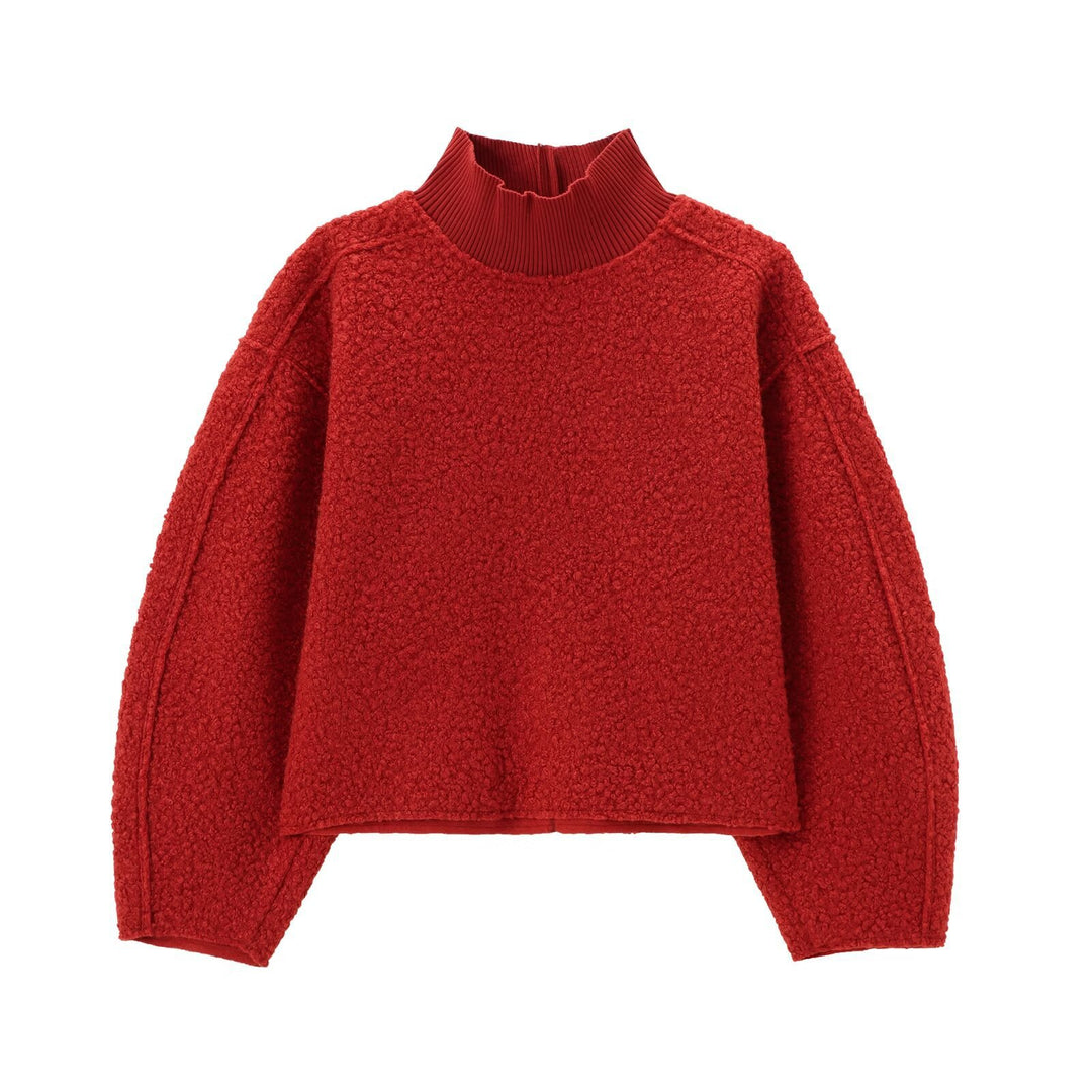 Damen Kuscheliger Pullover mit hohem Kragen und überschnittenen Schultern Drune