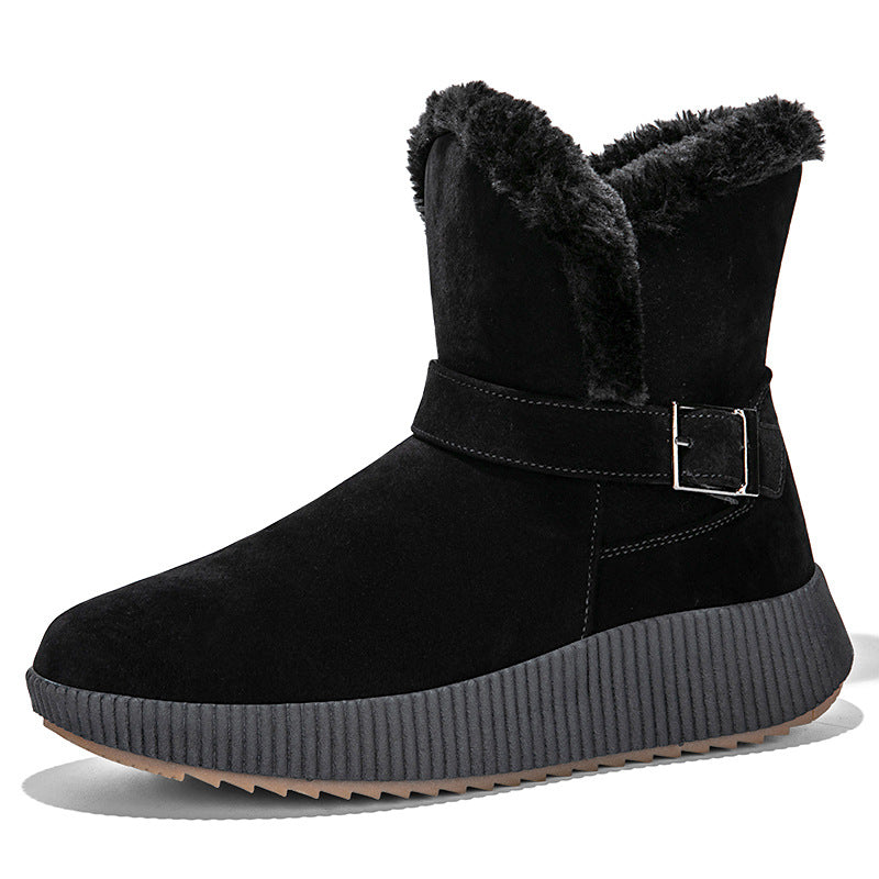Damen gefütterte Winterstiefel mit modischer Schnallenapplikation und rutschfester Sohle Drune