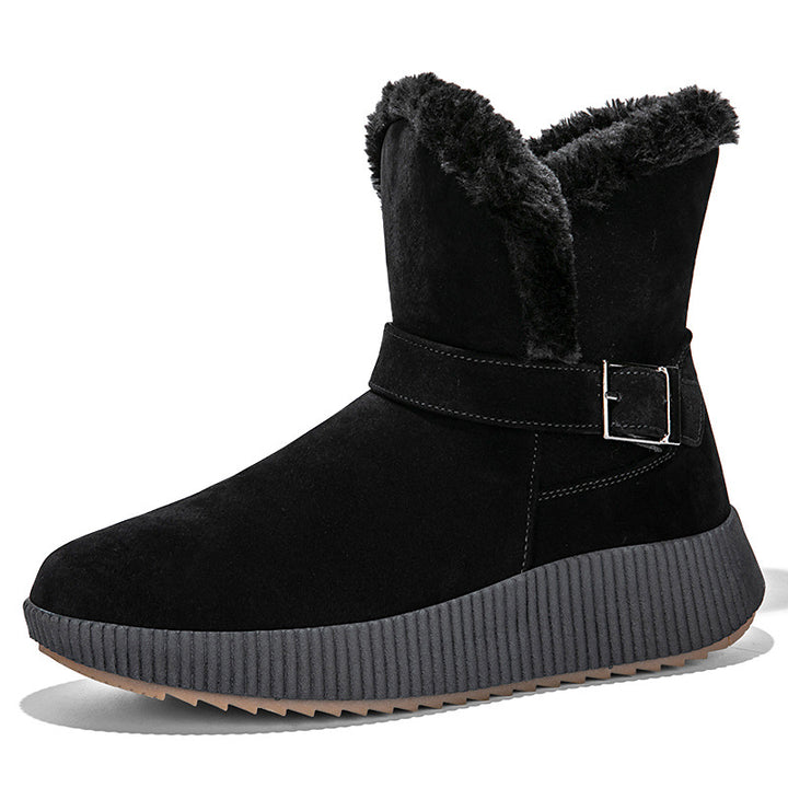 Damen gefütterte Winterstiefel mit modischer Schnallenapplikation und rutschfester Sohle Drune