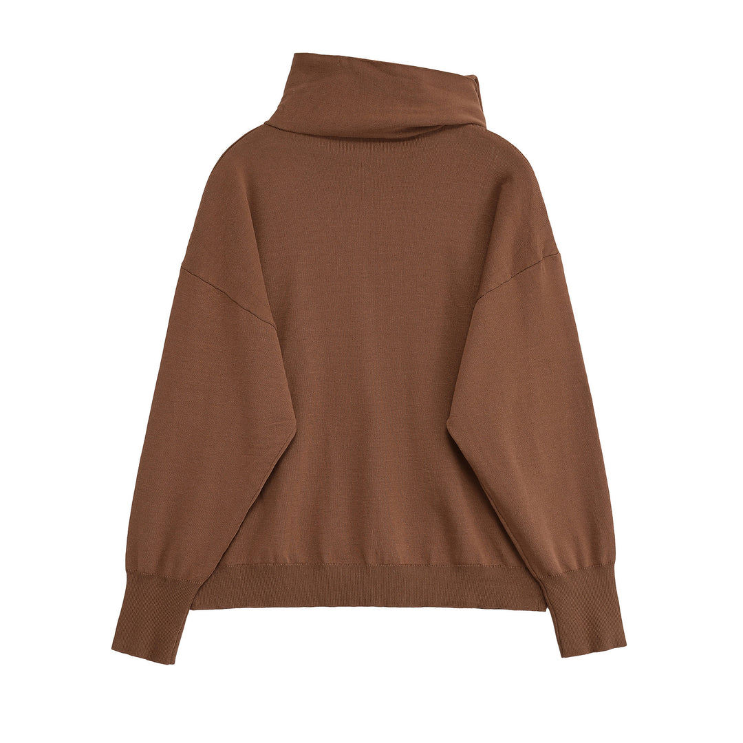Damen lässiger Strickpullover mit asymmetrischem Kragen Drune