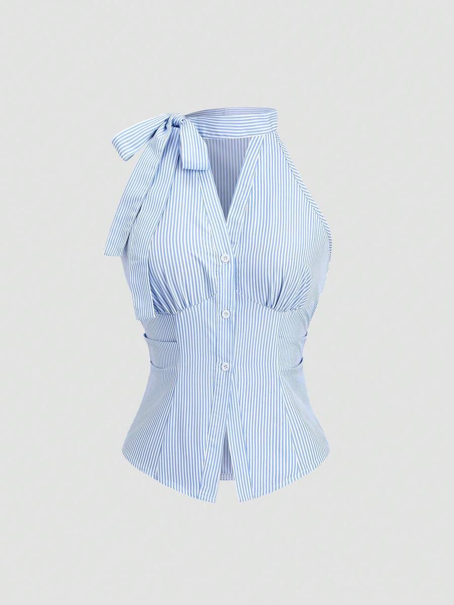 Damen sommerliche Bluse mit Rippstruktur Drune