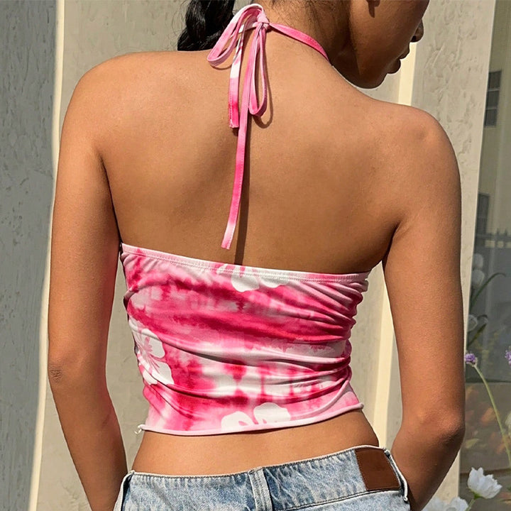 Damen Bandeau Top mit floralem Motiv und gerafftem Design Drune