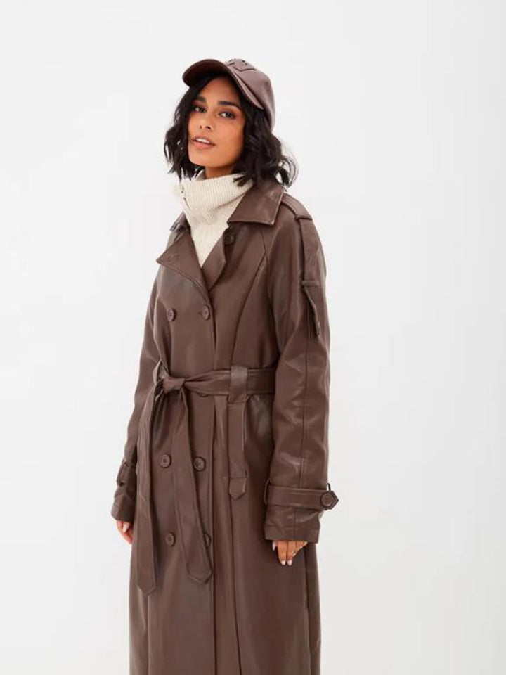 Damen modischer Trenchcoat mit Gürtel Drune