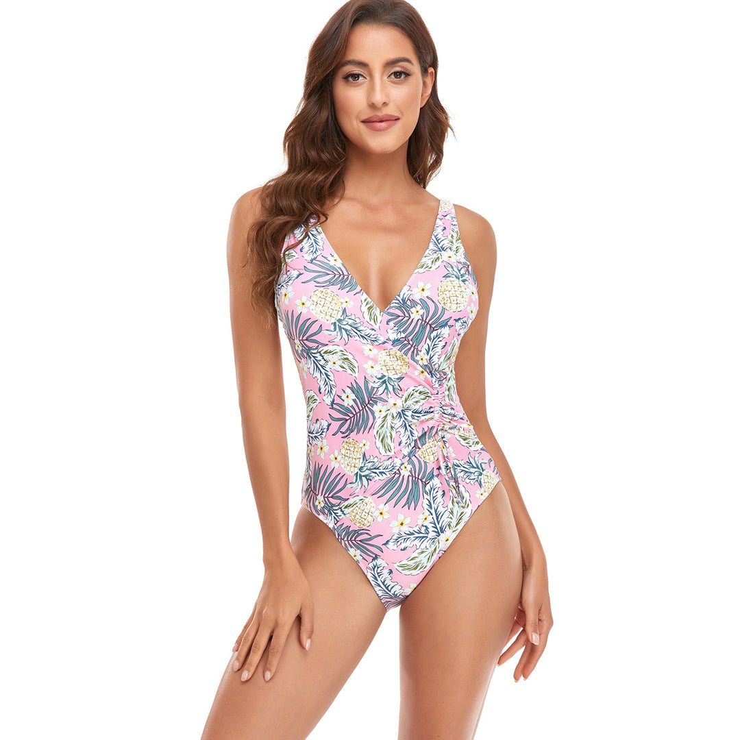 Damen Sportlicher Einteiler Badeanzug mit modernem Wickeldesign Drune