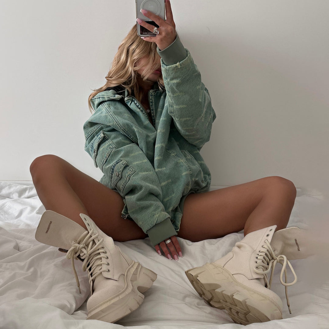 Damen Oversized Denimjacke mit lässigem Schnitt und praktischen Taschen Drune