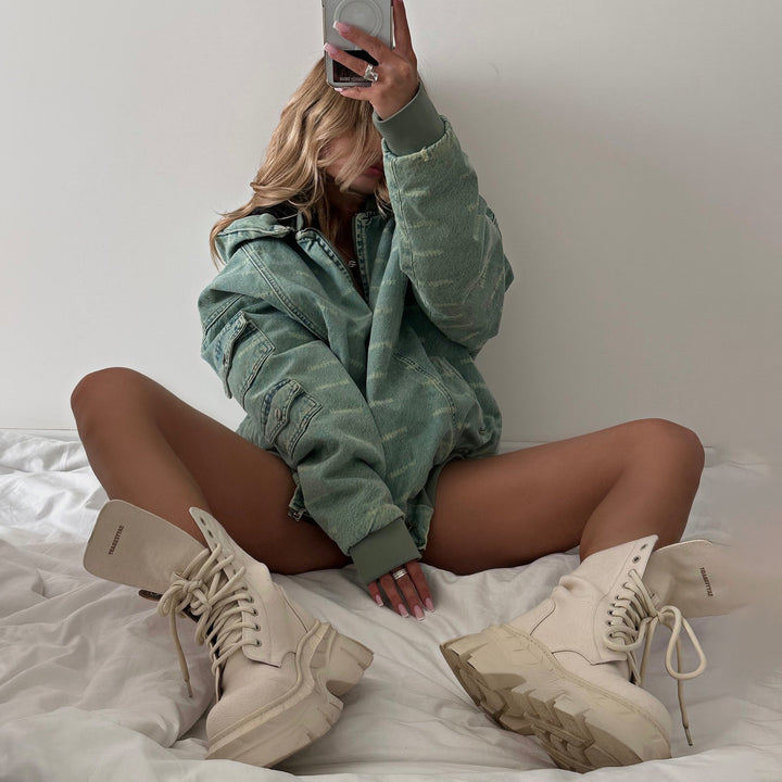 Damen Oversized Denimjacke mit lässigem Schnitt und praktischen Taschen Drune