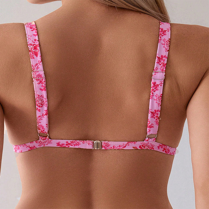Damen Triangel-Bikini mit floralen Mustern Drune