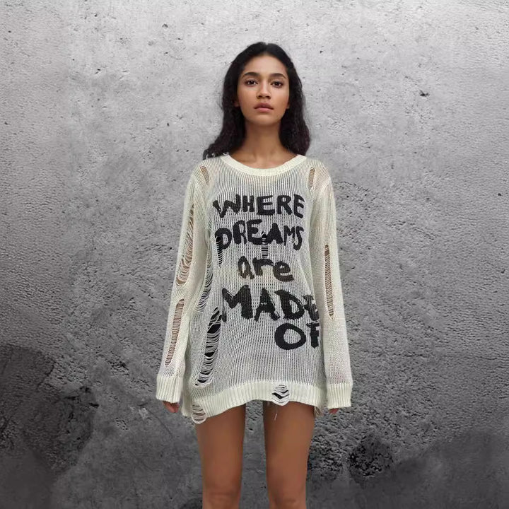 Damen Sweatshirt mit auffälligem Schriftzug und lässigem Schnitt Drune