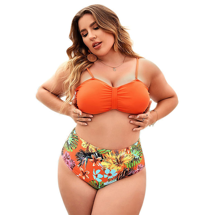 Damen Bunt gemusterter Hochschnitt-Bikini mit vorgeformtem Oberteil und verstellbaren Trägern Drune