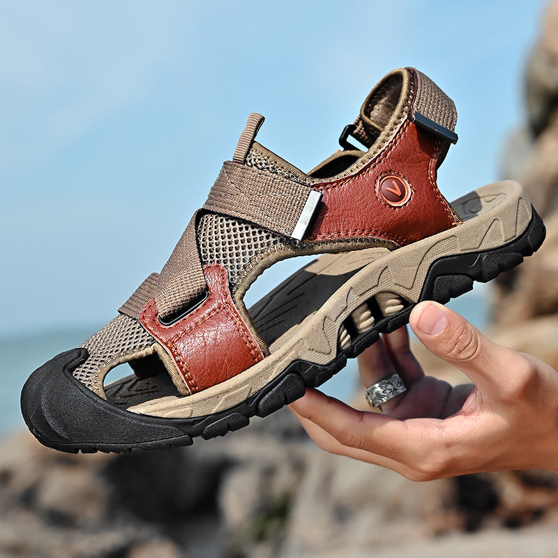 Herren Sportliche Outdoor-Sandalen mit rutschfester Sohle und individuell verstellbaren Riemen Drune