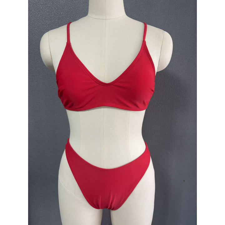 Damen Bikini-Set mit tiefem V-Ausschnitt und verstellbaren Trägern Drune