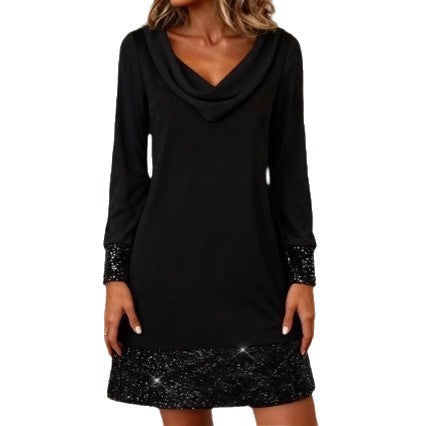 Damen elegantes Kleid mit schimmerndem Abschlusssaum und wunderschöner Rückenpartie Drune