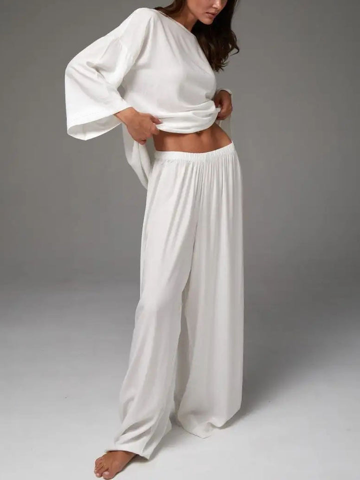 Damen Elegantes Lounge-Set mit weit geschnittenem Oberteil und Palazzo-Hosen Drune
