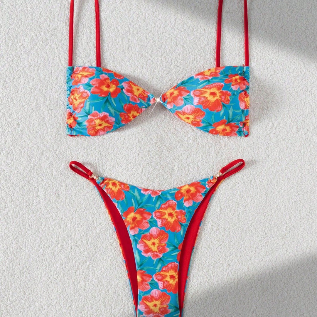 Damen Leopardenmuster Bikini-Set mit verstellbaren Trägern Drune