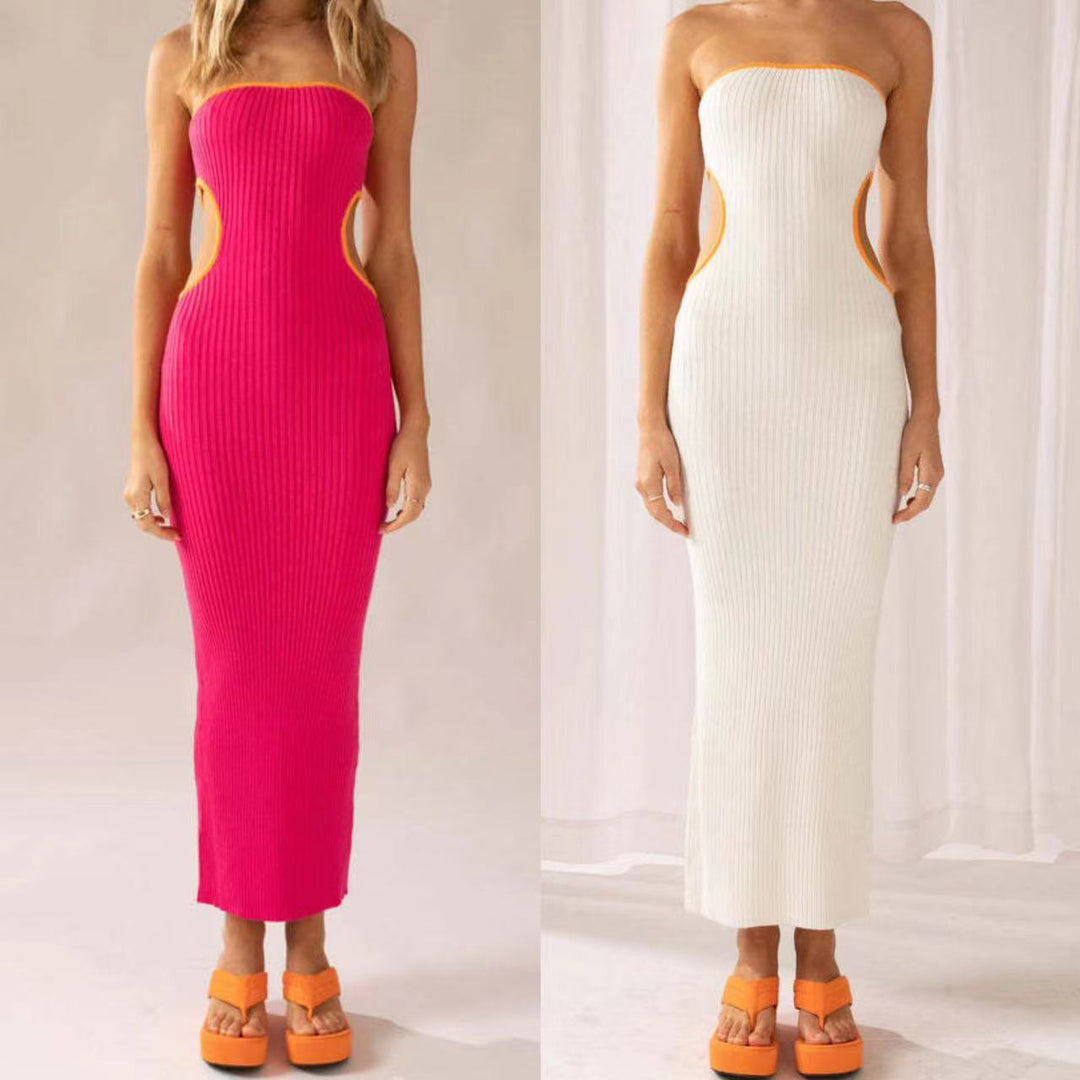 Damen elegantes Maxi-Kleid mit schulterfreiem Design und modischen Cut-Outs Drune