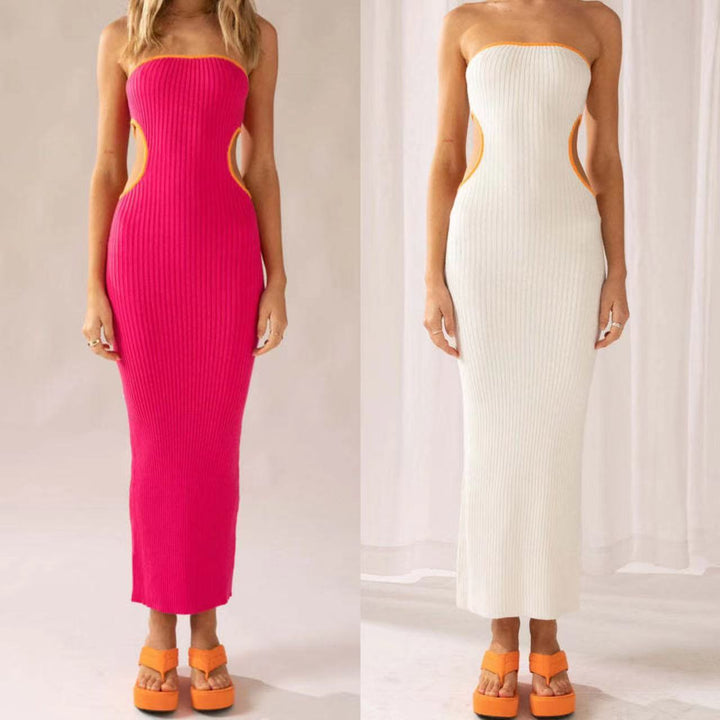 Damen elegantes Maxi-Kleid mit schulterfreiem Design und modischen Cut-Outs Drune